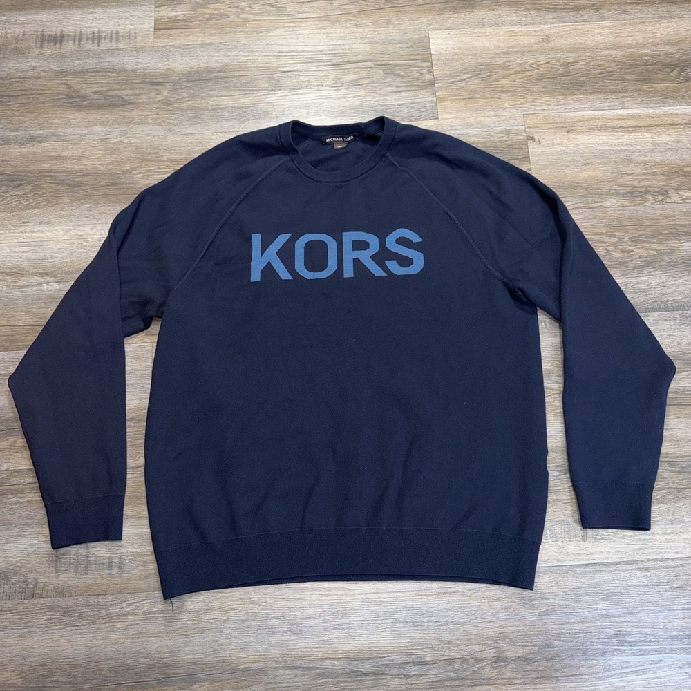 Michael Kors Dark Navy Blue Crewneck Sweatshirt Mens 2XL "KORS" Spell-Out